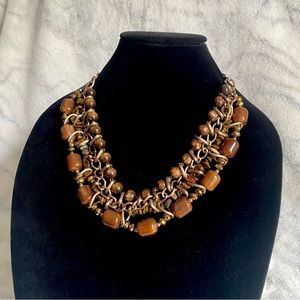 Vintage Brown/Orange Beaded Necklace